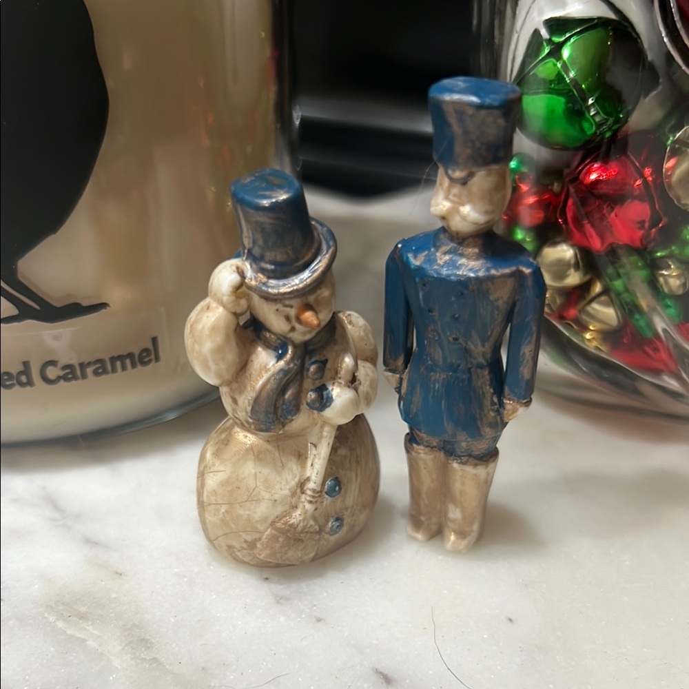 Tim Holtz Blue and Cream Holiday Figurine Set